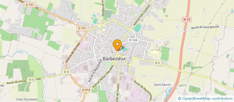 localisation de l'entreprise SUD CHARENTE VOYAGES à BARBEZIEUX-SAINT-HILAIRE