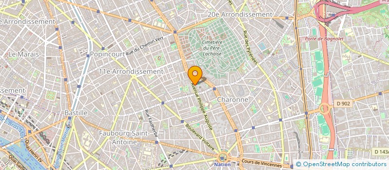 localisation de l'entreprise SYND.COPR. 110 AV. PHILIPPE     AUGUSTE  PARIS