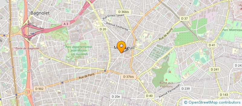 localisation de l'entreprise SYND.COPR. 38 RUE DE L'ERMITAGE 93 MONTR à MONTREUIL