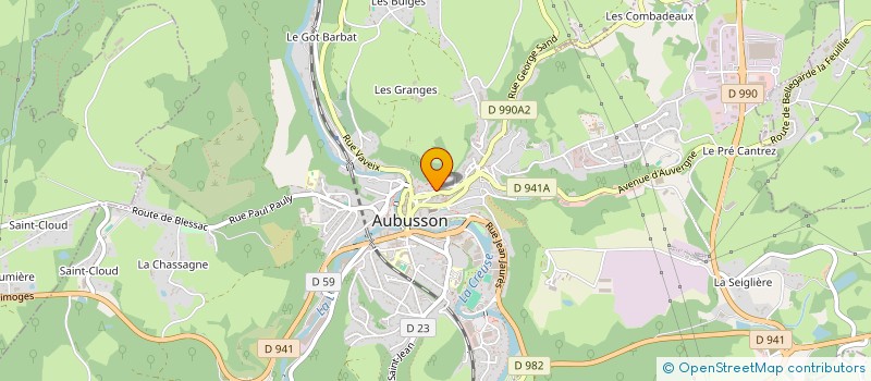 localisation de l'entreprise SYNDICAT D'INITIATIVE à AUBUSSON