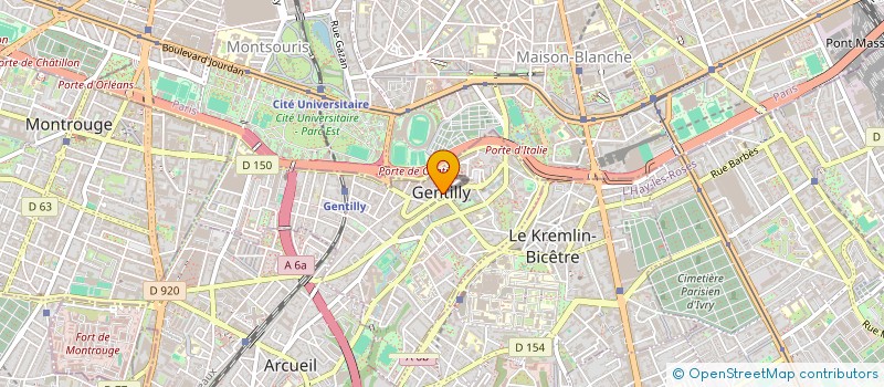 localisation de l'entreprise SYNDICAT DES COMMUNES D'ARCUEIL-GENTILLY POUR LA CREATION ET LE FONCTIONNEMENT D'UN OPHLM (OPALY) à GENTILLY
