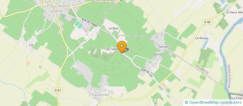 localisation de l'entreprise SYNDICAT  PROF DES PRODUCTEURS ELEVEURS  DE GIBIERS DE CHASSE DEPARTEMENTS DE L'OUEST  SAINT-MACAIRE-DU-BOIS