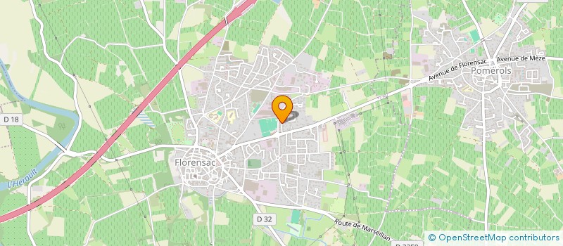 localisation de l'entreprise TENNIS CLUB DE POMEROLS-FLORENSAC à FLORENSAC