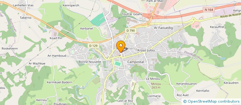 localisation de l'entreprise TOITURE 22 à ROSTRENEN