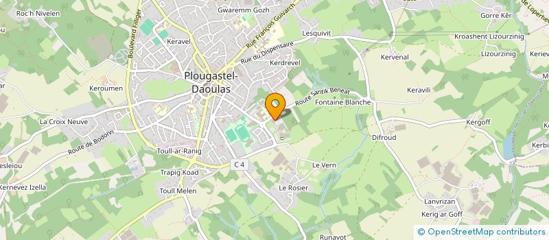 localisation de l'entreprise TRISOMIE 21 FINISTERE GROUPE D'ETUDE POUR L'INSERTION SOCIALE DES PERSONNES PORTEUSES D'UNE TRISOMIE 21  PLOUGASTEL-DAOULAS