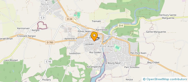 localisation de l'entreprise UN SOUFFLE DE VERRE à PONT-AVEN