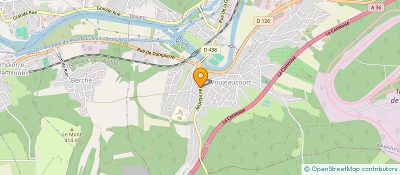 localisation de l'entreprise UNION DEPARTEMENTALE DES SOUS OFFICIERS EN RETRAITE DU DOUBS.  VOUJEAUCOURT