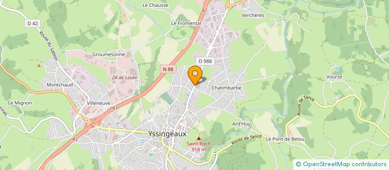 localisation de l'entreprise UNION JUDO 43 à YSSINGEAUX