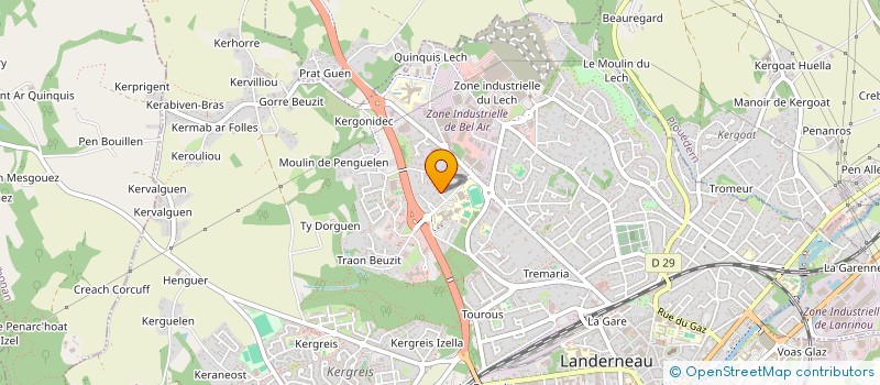 localisation de l'entreprise UNION REG AERO-CLUBS BRETAGNE PAYS LOIRE à LANDERNEAU