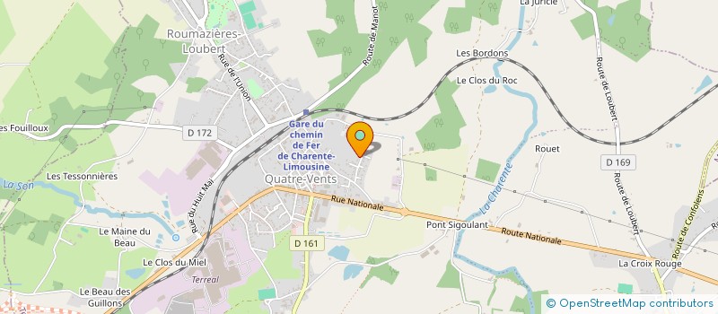 localisation de l'entreprise UNION ROUMAZIERES CHABANAIS RUGBY à TERRES-DE-HAUTE-CHARENTE