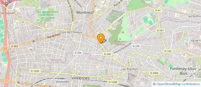 localisation de l'entreprise V.B.T.P. à MONTREUIL