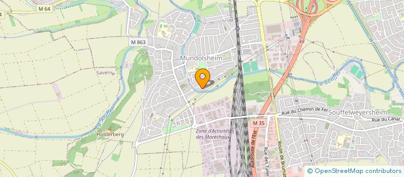 localisation de l'entreprise V.S.J.  MUNDOLSHEIM