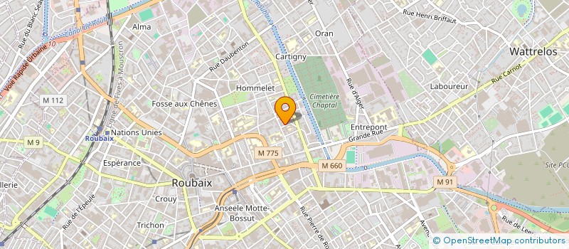 localisation de l'entreprise V2M PRODUCTION à ROUBAIX
