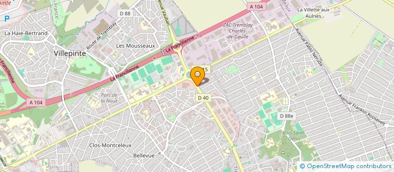 localisation de l'entreprise VILLEPINTE CONTROLE TECHNIQUE AUTOMOBILE à VILLEPINTE