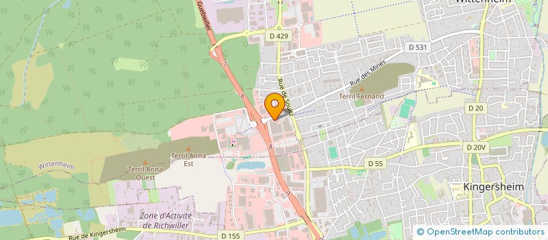 localisation de l'entreprise WERDE MULHOUSE à WITTENHEIM