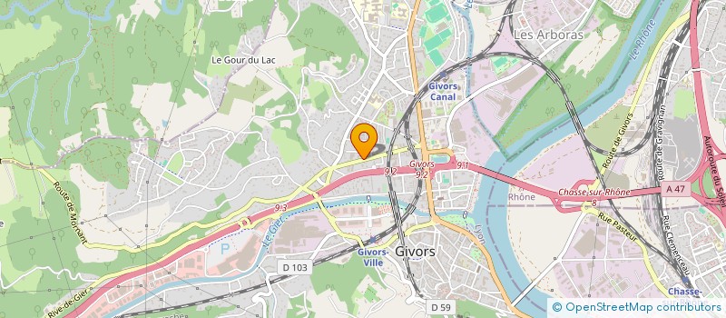 localisation de l'entreprise Y B RESEAUX TEC à GIVORS