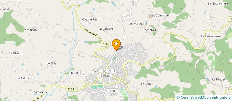 localisation de l'entreprise YB MENUISERIE à SAINT-MARTIN-EN-HAUT