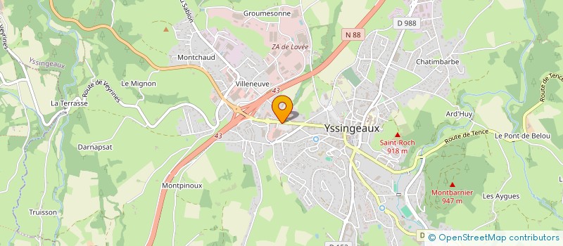localisation de l'entreprise YSSINGEAUX DISTRIBUTION à YSSINGEAUX